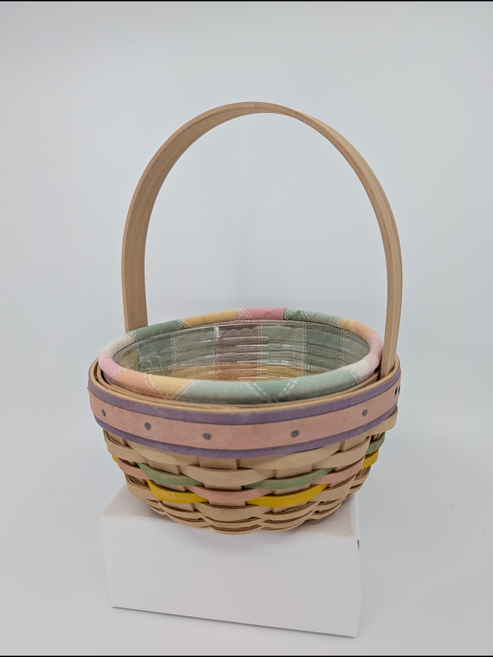 Longaberger 2001 Edition Small Easter Basket, Madras Plaid Liner & Protector